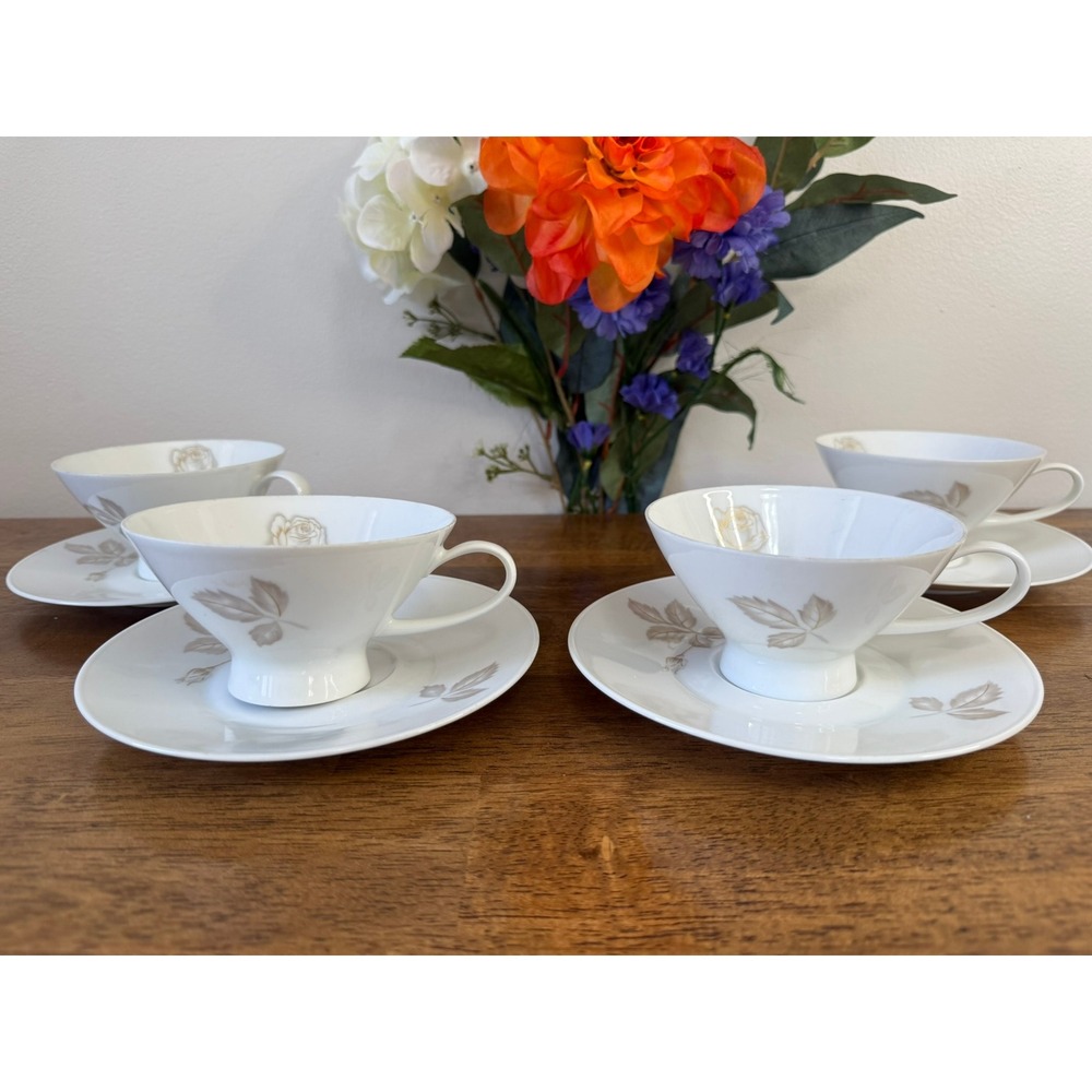 Rosenthal Classic Rose Teacups Saucers Raymond Loewy Germany Vintage‎ Floral